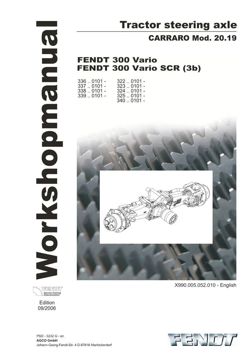 Fendt Steering Axle CARRARO 20.19 Workshop Manual | pdf | Instant Download