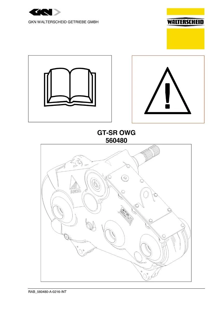 Walterscheid Upper roller gearbox GT-SR OWG 560480 Workshop Manual | pdf | Instant Download