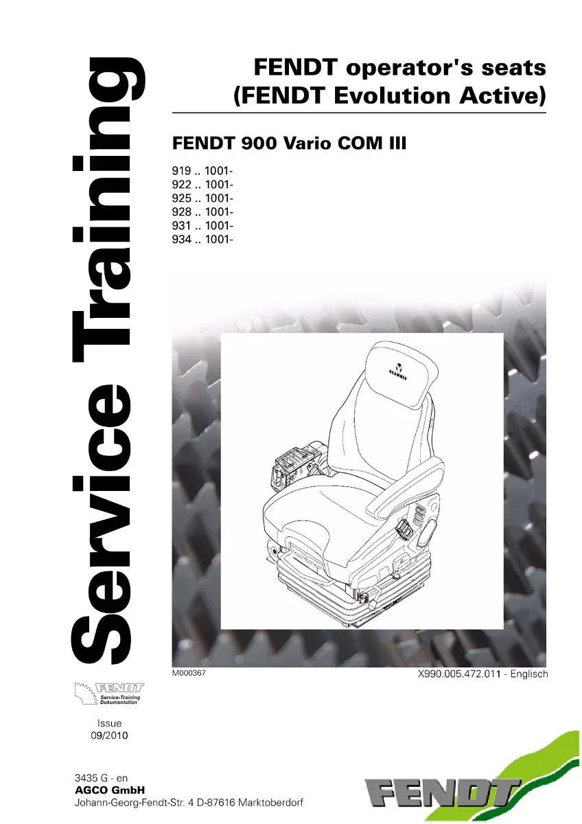 Fendt Evolution active 900 Vario COM III Service training | pdf | Instant Download