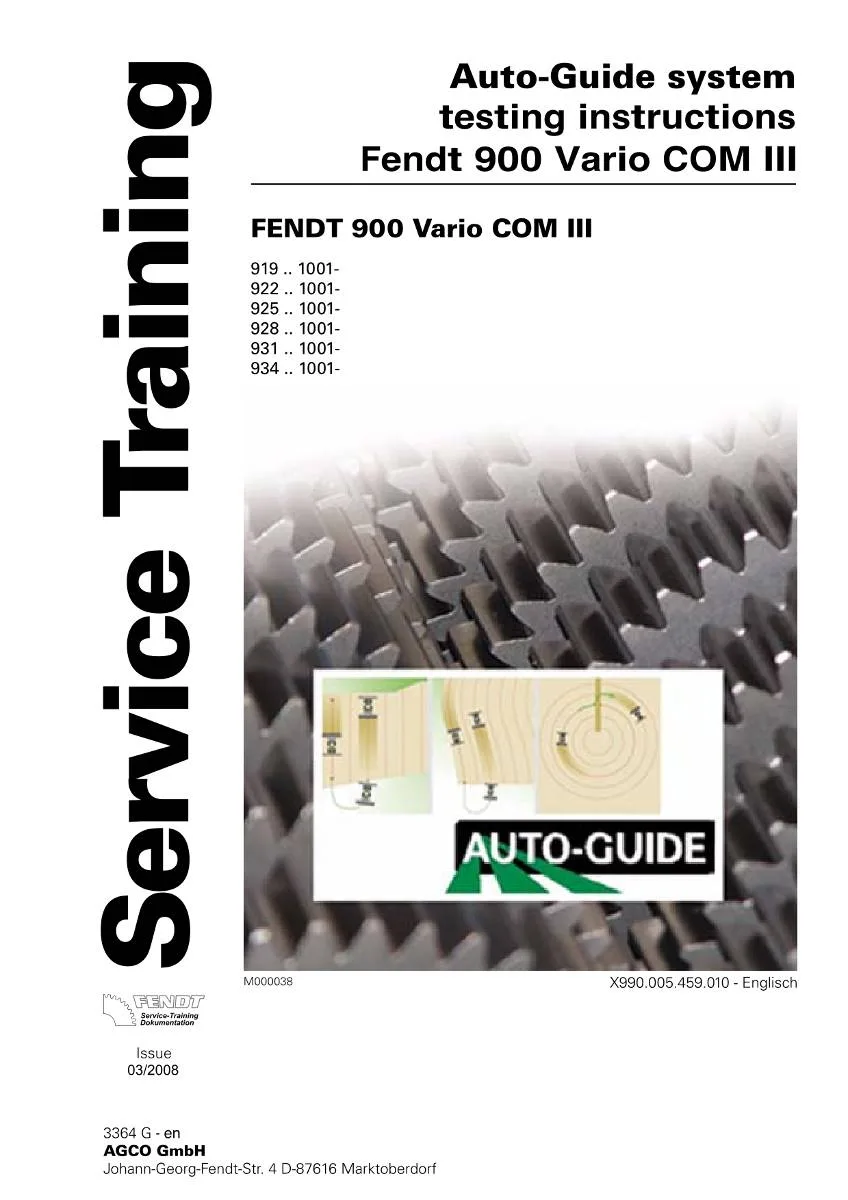 Fendt AutoGuide System 900 Vario COM III Testing Instructions | pdf | Instant Download