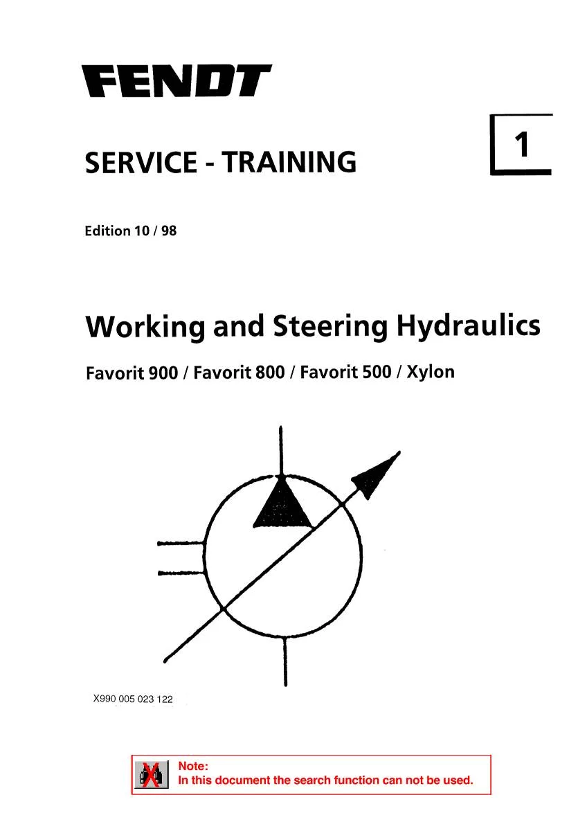 Fendt Working and Steering Hydraulics Favorit 900 - 800 - 500 / Xylon / Farmer 300 Service training | pdf | Instant Download