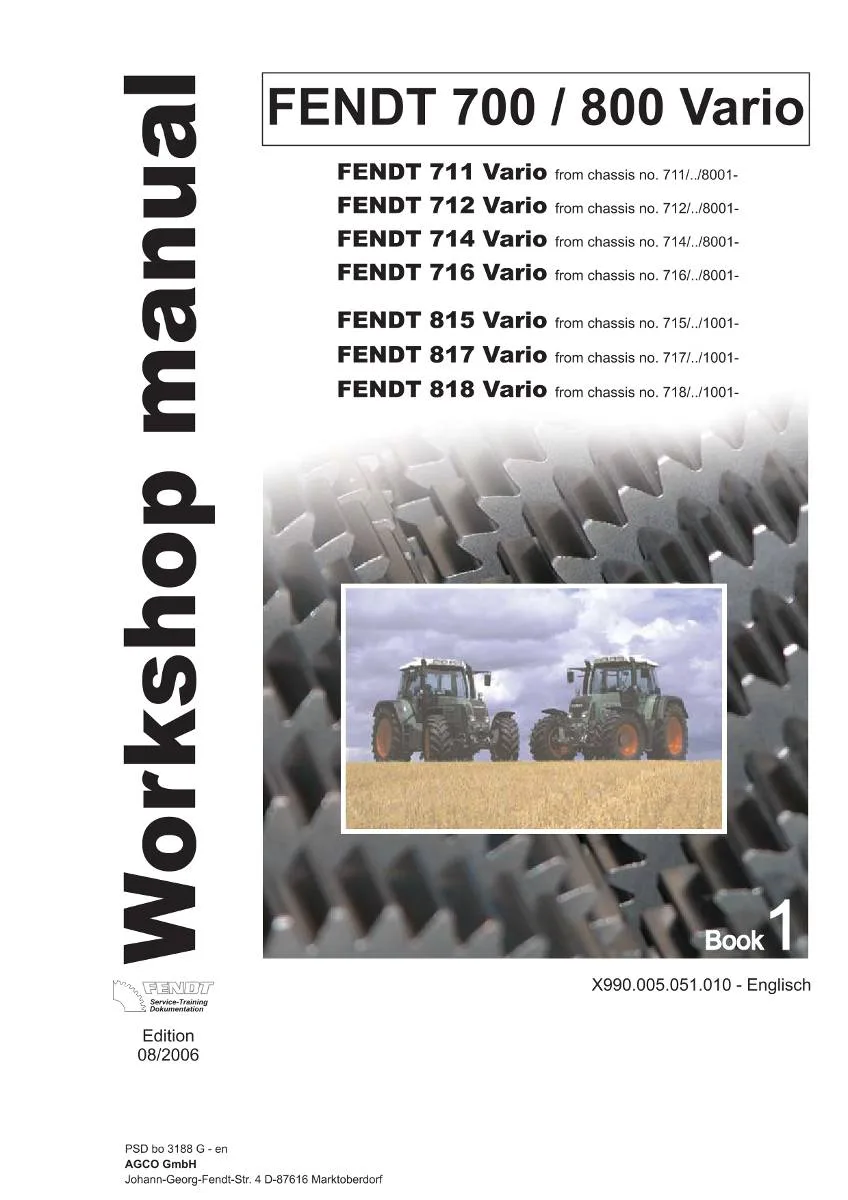 Fendt Tractor 700 / 800 Vario Workshop Manual | pdf | Instant Download