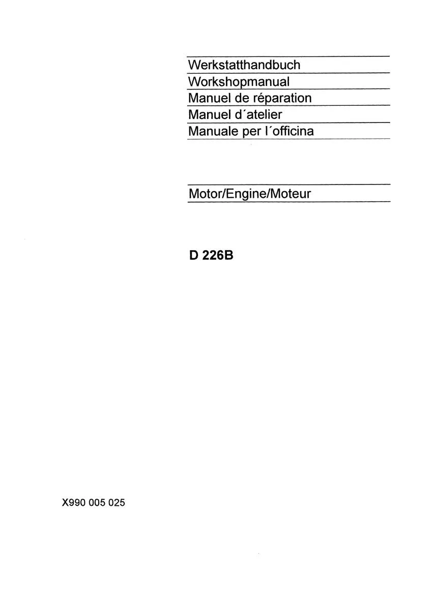 Fendt Engine Engine 226 B (MWM) Workshop Manual | pdf | Instant Download