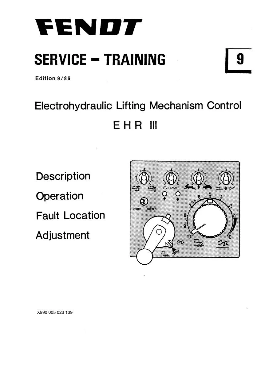 Fendt Electrohydraulix lifting mechanism control EHR III Service training | pdf | Instant Download