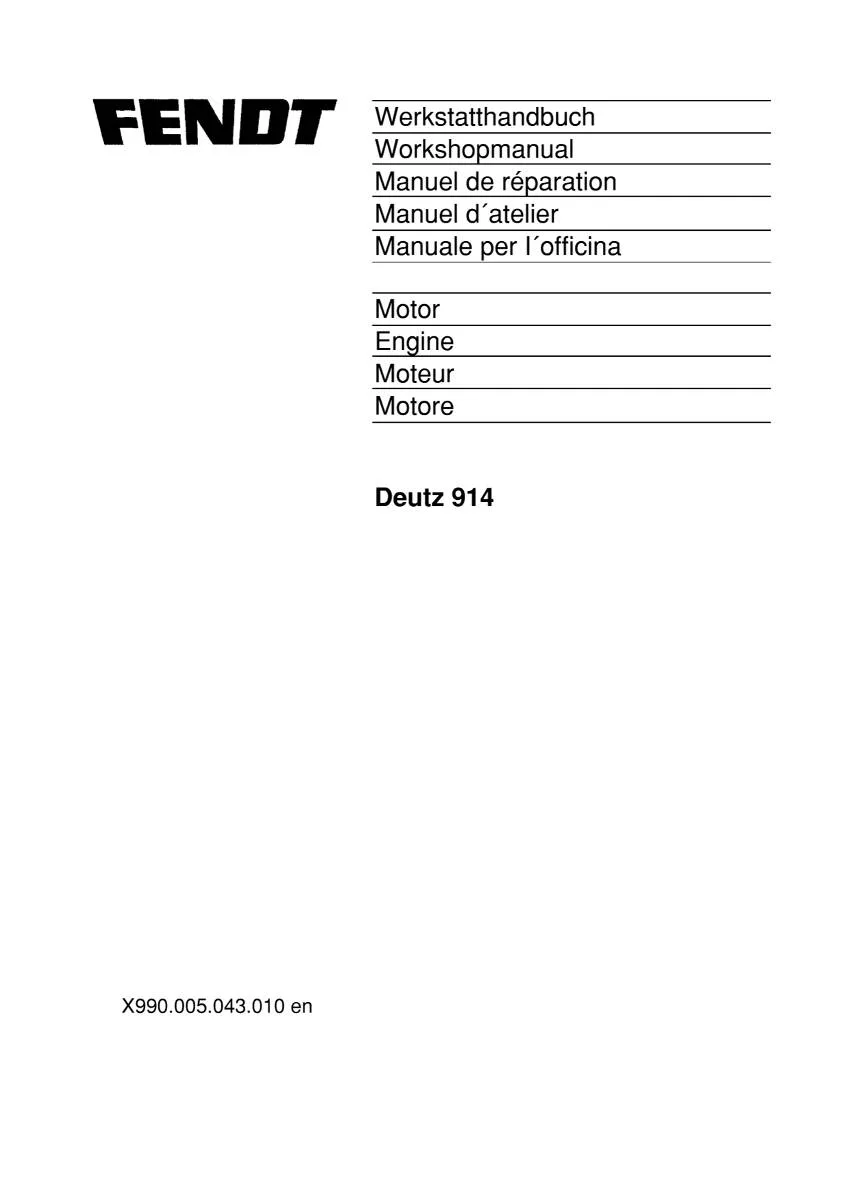 Deutz Engine 914 Workshop Manual | pdf | Instant Download