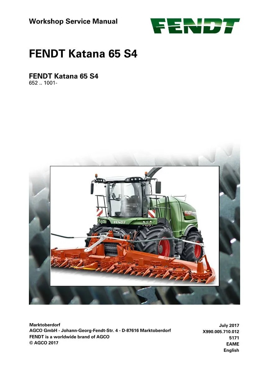 Fendt Harvester Fendt Katana 65 S4 Workshop Manual | pdf | Instant Download