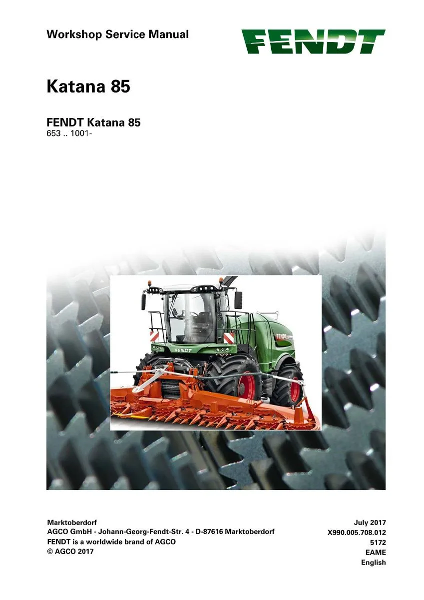 Fendt Harvester Fendt Katana 85 Workshop Manual | pdf | Instant Download