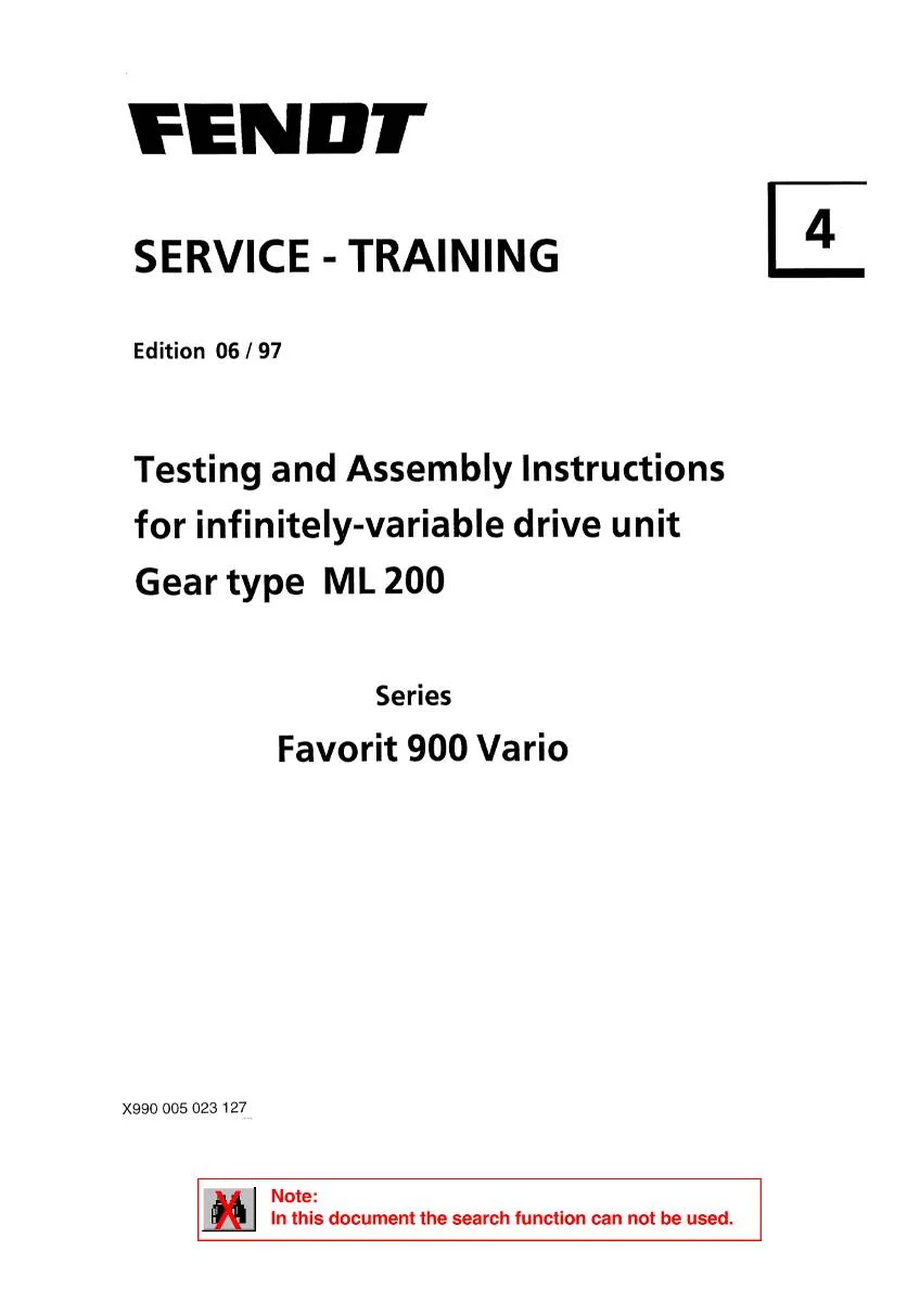 Fendt Gear Type ML 200 Testing and Assembly Instructions | pdf | Instant Download
