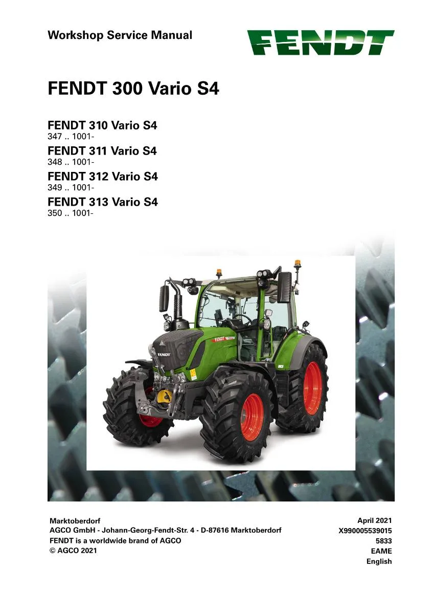 Fendt Tractor 300 Vario S4 Workshop Manual | pdf | Instant Download