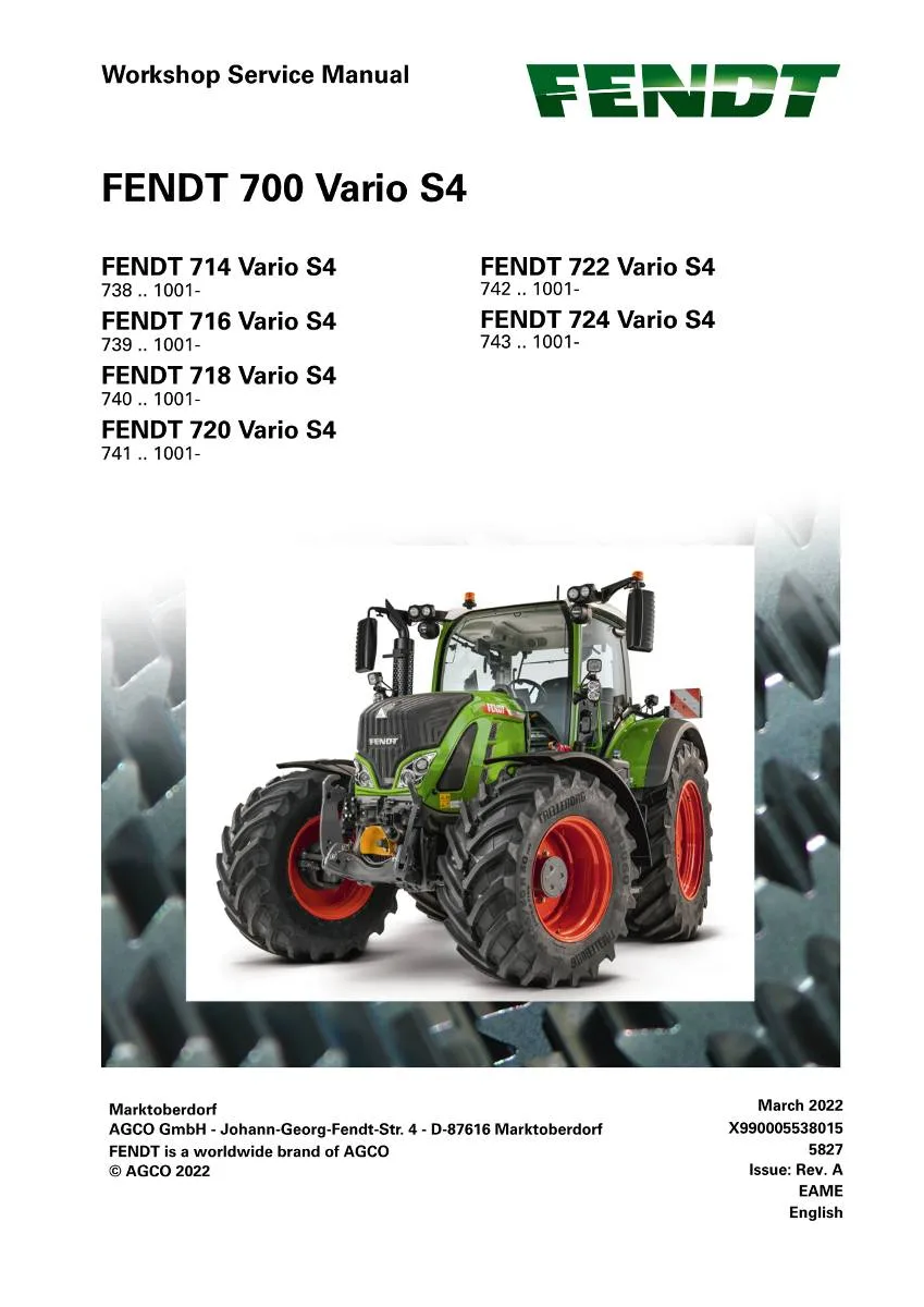 Fendt Tractor 700 Vario S4 Workshop Manual | pdf | Instant Download