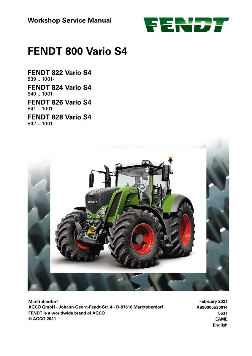 Fendt Tractor Fendt 800 Vario S4 Workshop Manual | pdf | Instant Download