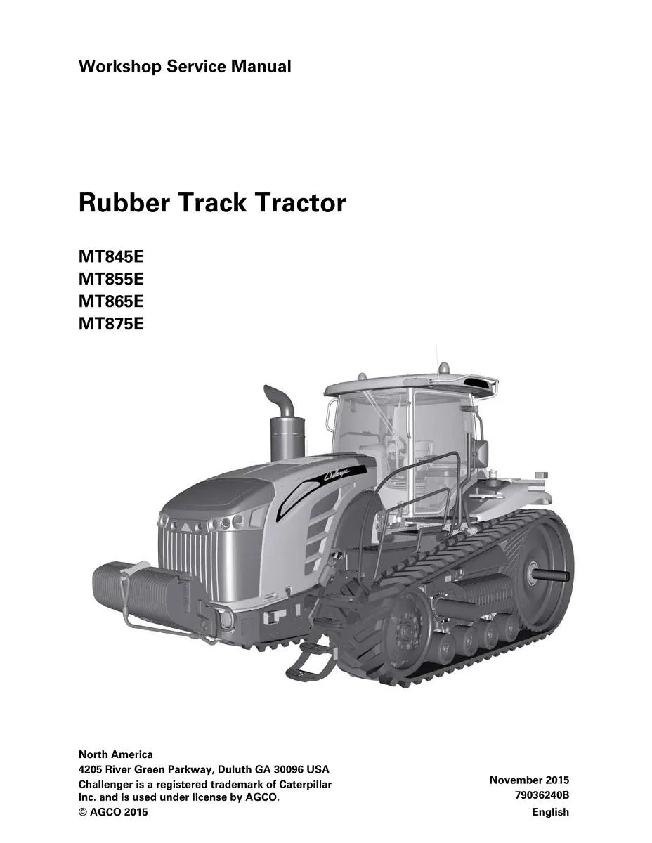 Challenger Tractor MT800E Workshop Manual | pdf | Instant Download