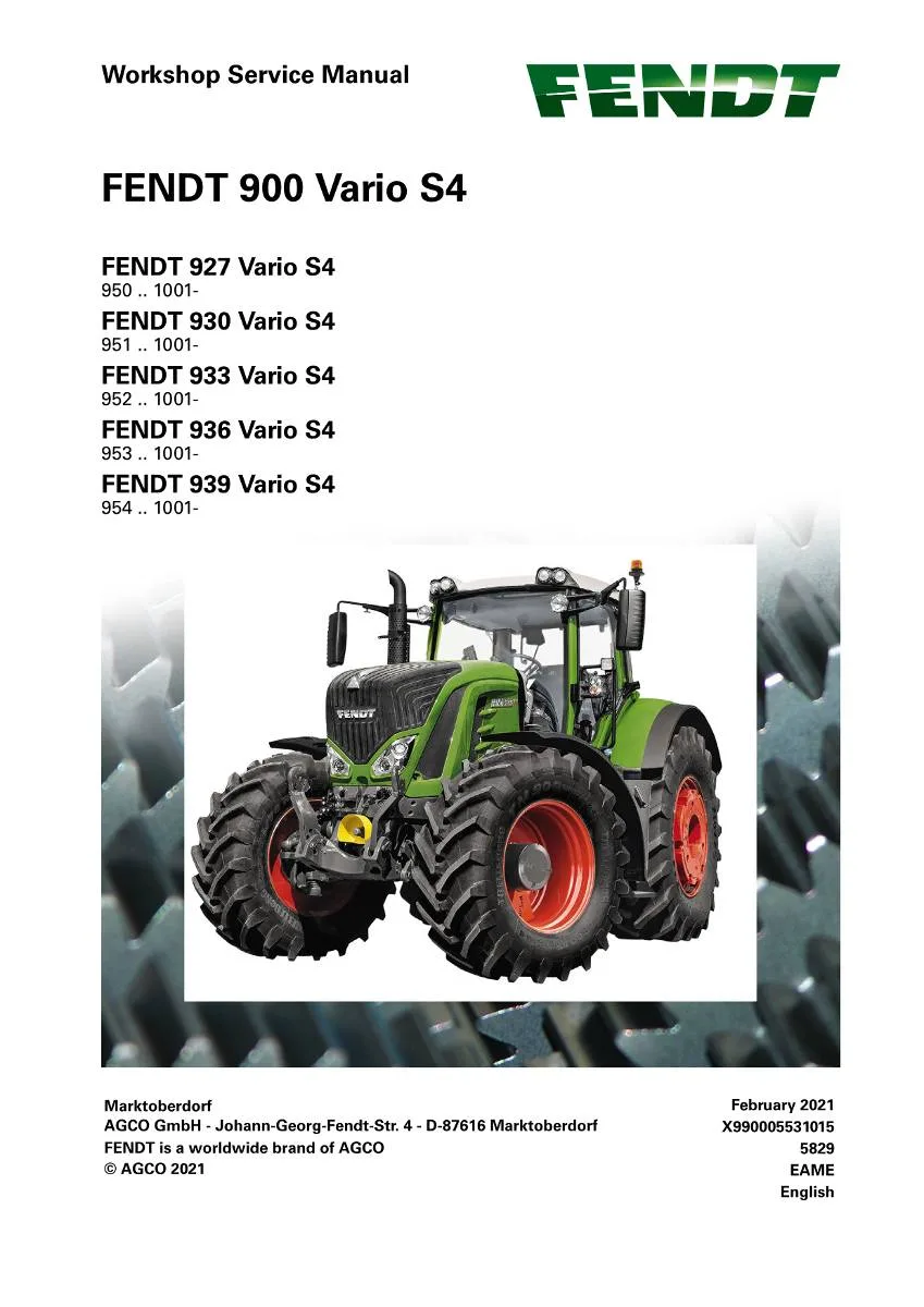 Fendt Tractor 900 Vario S4 Workshop Manual | pdf | Instant Download