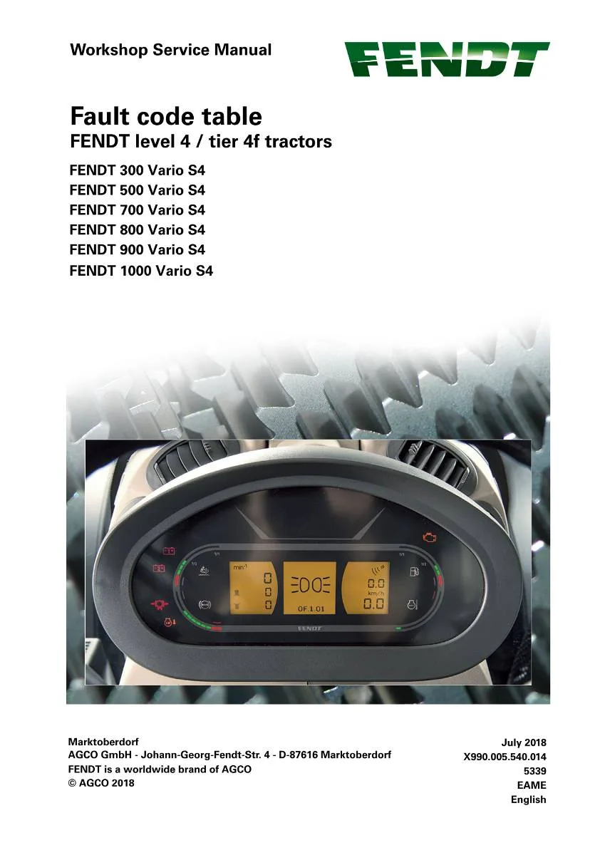 Fendt Tractor level 4 / tier 4f Fault Codes | pdf | Instant Download