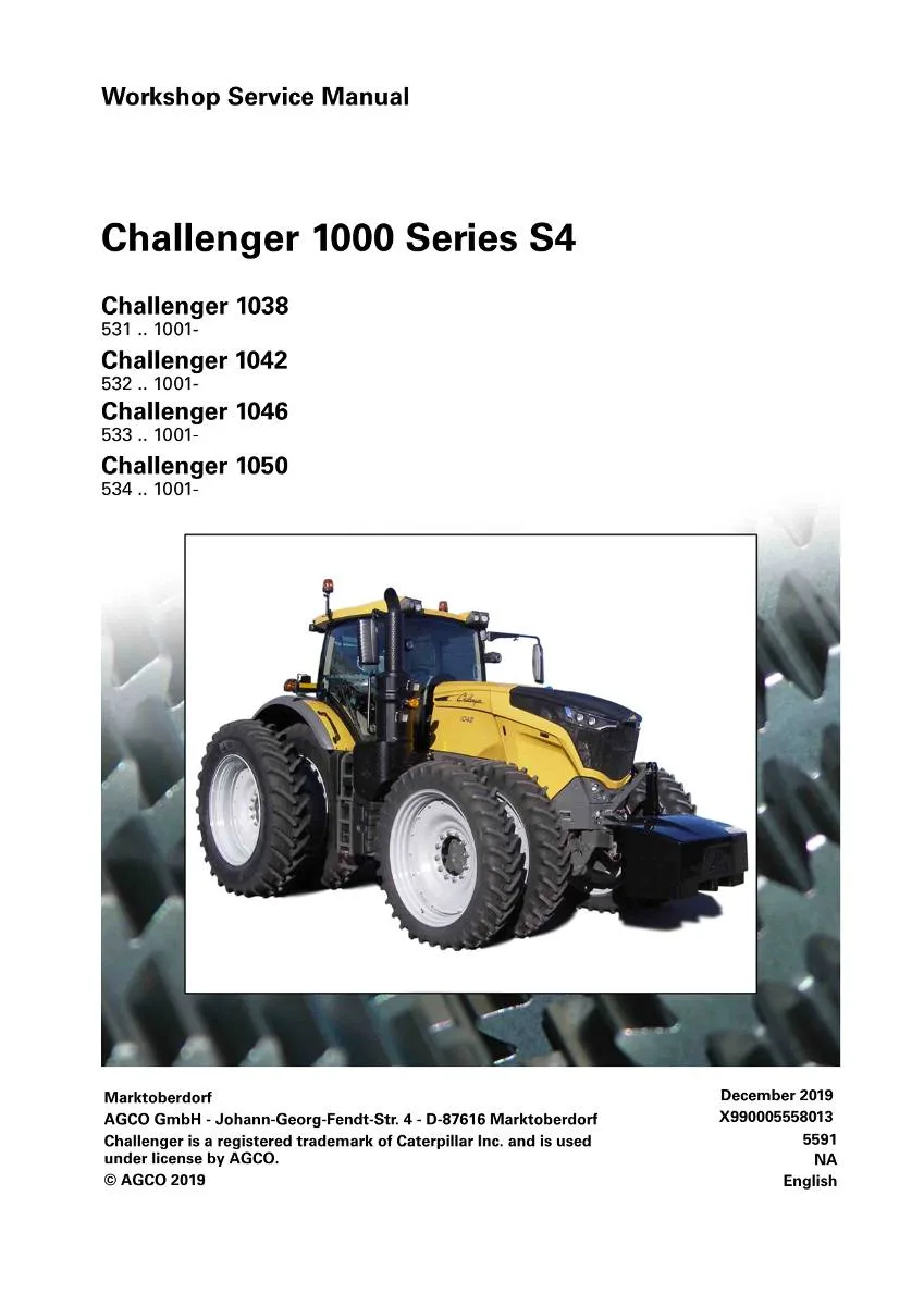 Challenger Tractor 1000 Series S4 Workshop Manual | pdf | Instant Download