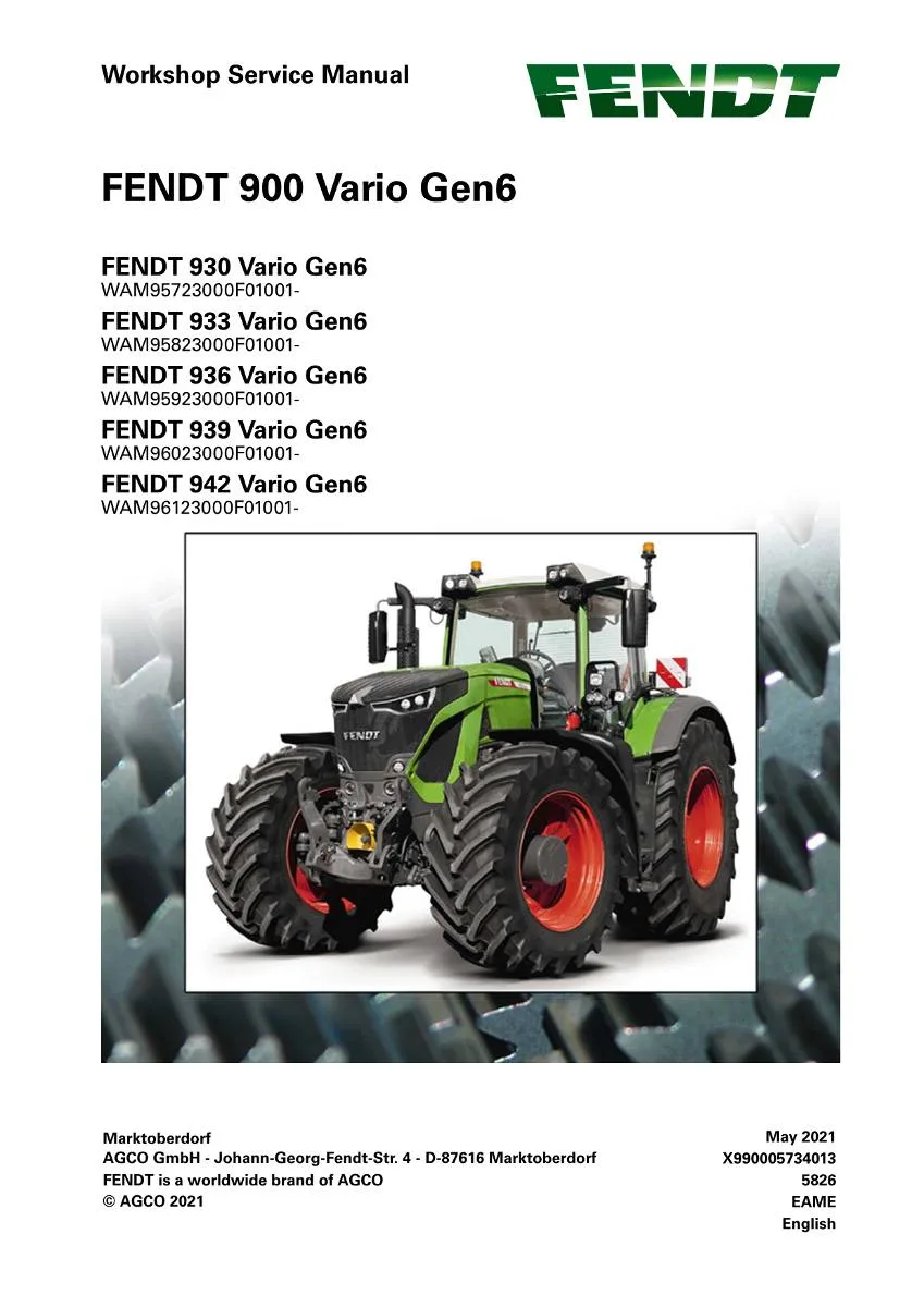 Fendt Tractor 900 Vario Gen6 Workshop Manual | pdf | Instant Download