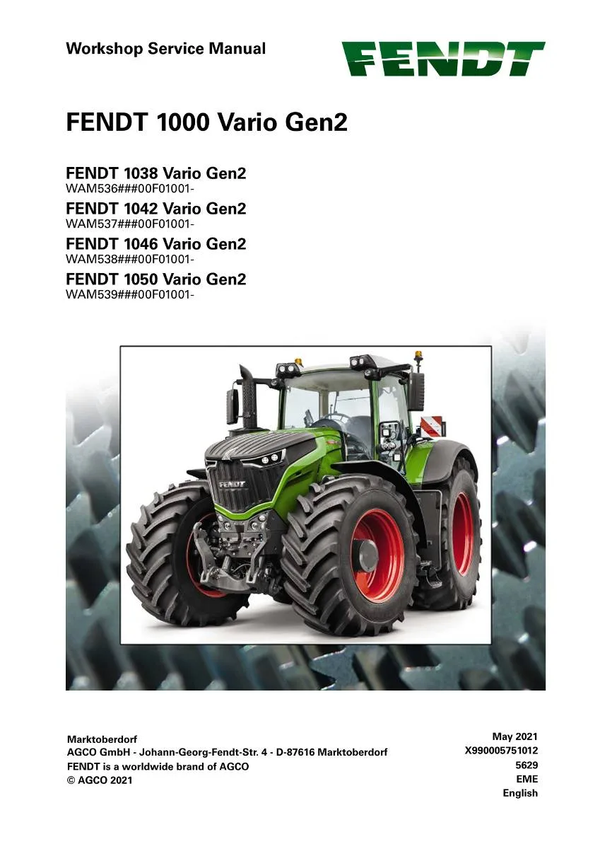 Fendt Tractor 1000 Vario Gen2 Workshop Manual | pdf | Instant Download