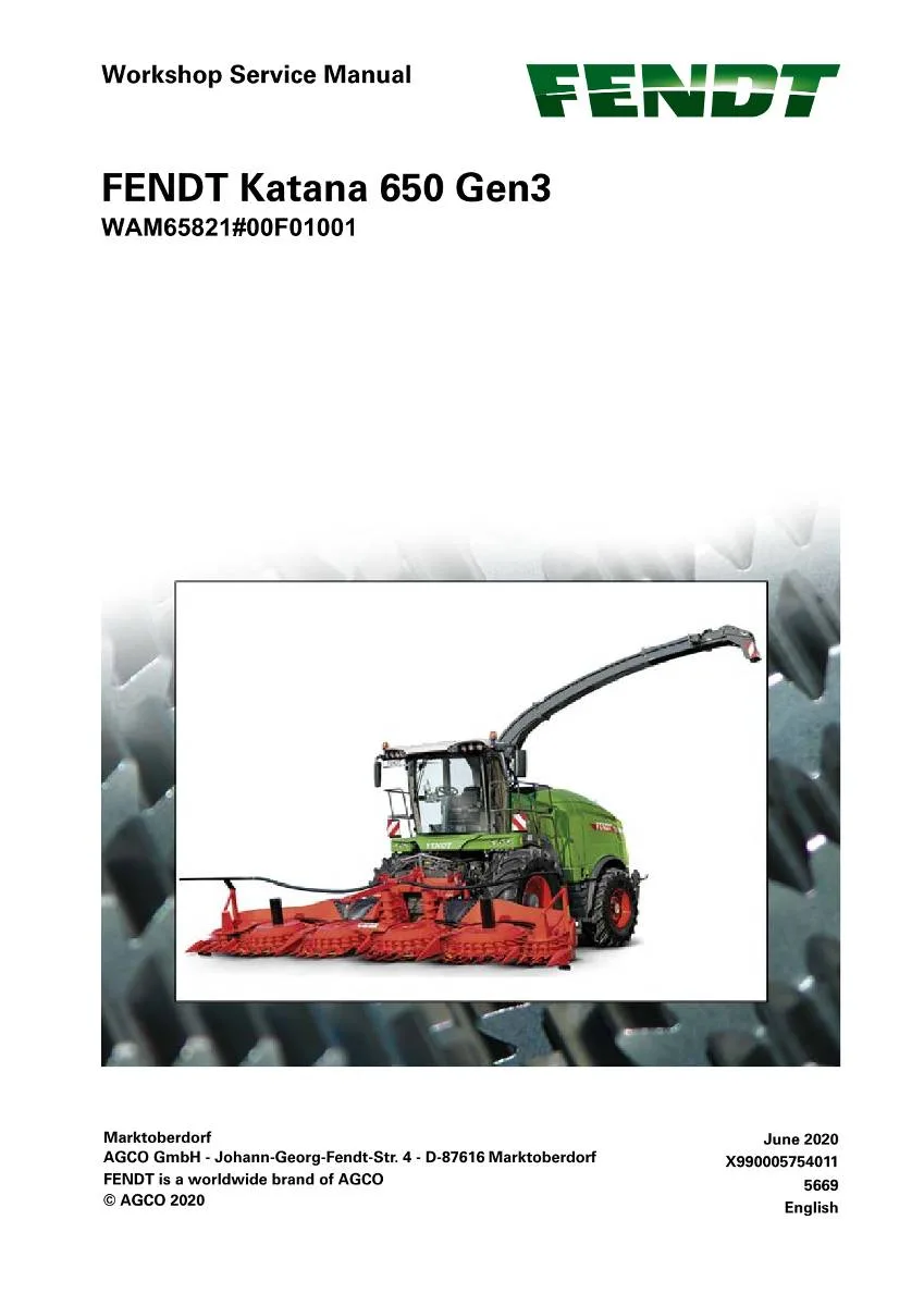 Fendt Harvester Fendt Katana 650 Gen3 Workshop Manual | pdf | Instant Download