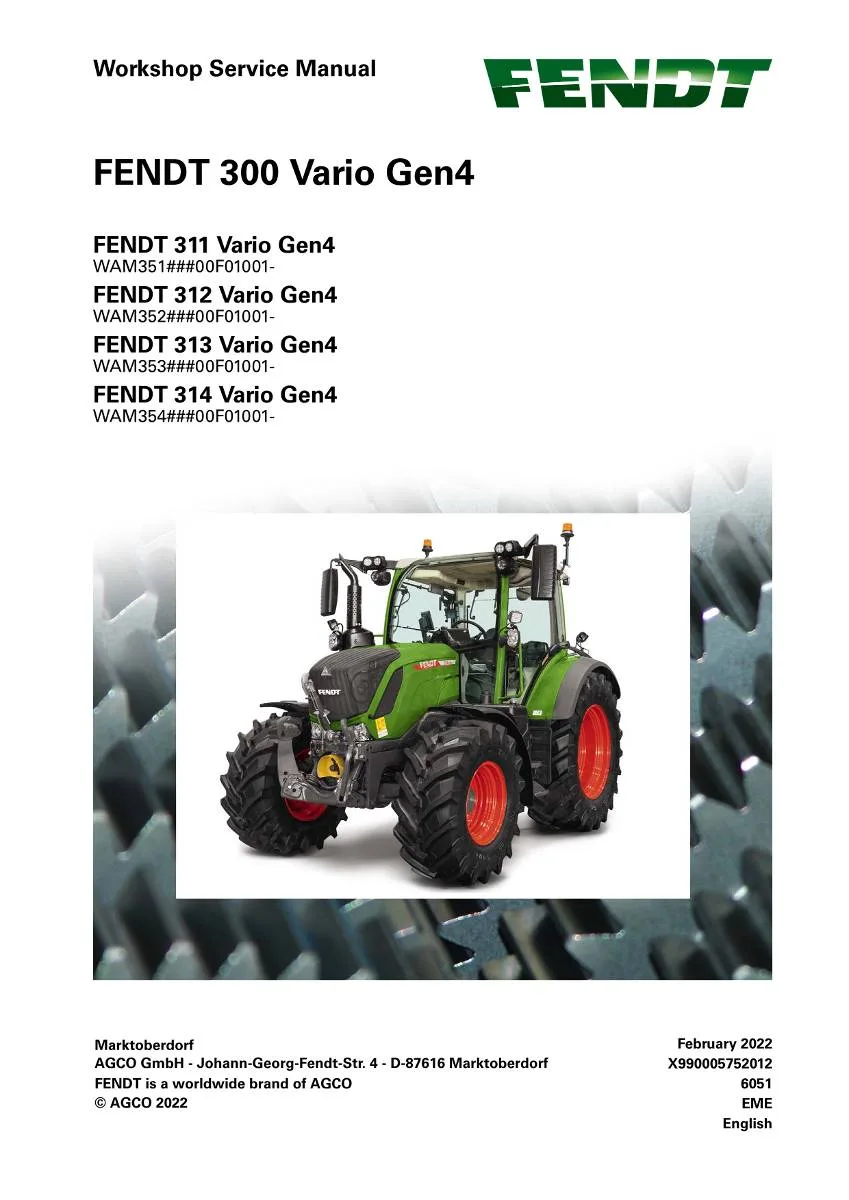 Fendt Tractor 300 Vario Gen4 Workshop Manual | pdf | Instant Download
