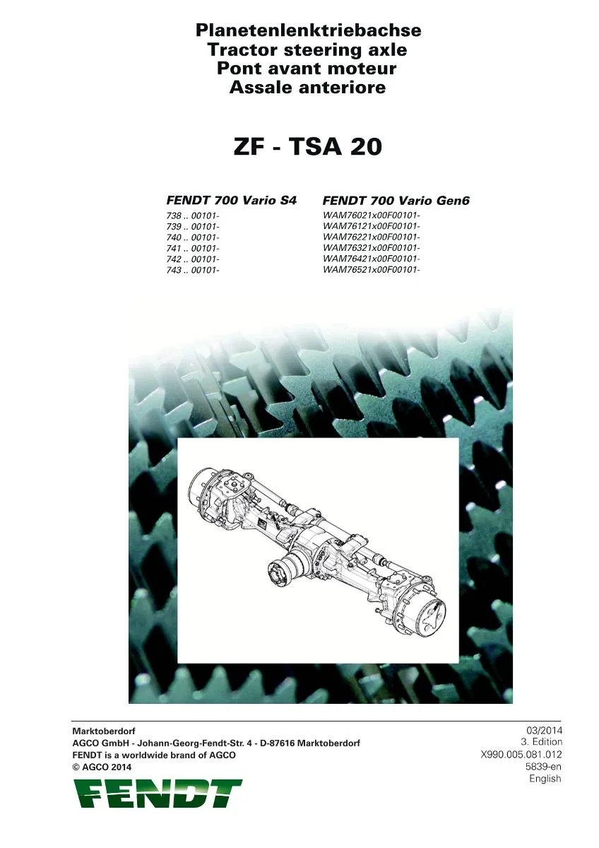 ZF Axle TSA 20 Workshop Manual | pdf | Instant Download