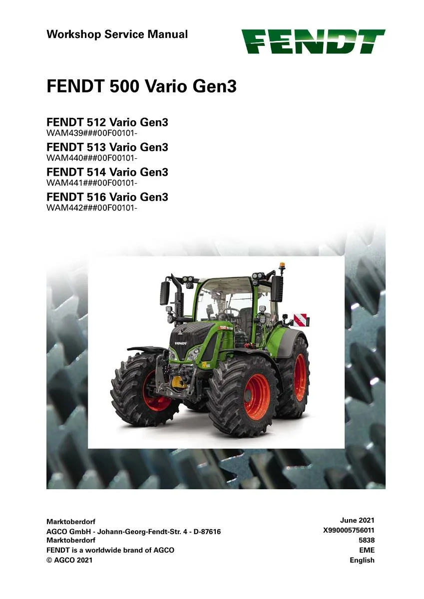 Fendt Tractor 500 Vario Gen3 Workshop Manual | pdf | Instant Download