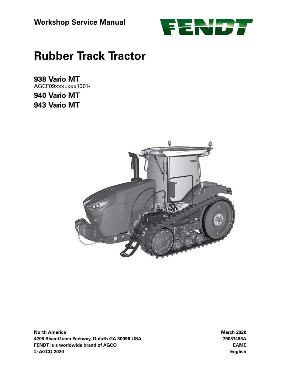 Fendt Tractor 900 MT S4 (T1-19, Stage 5) Workshop Manual | pdf | Instant Download