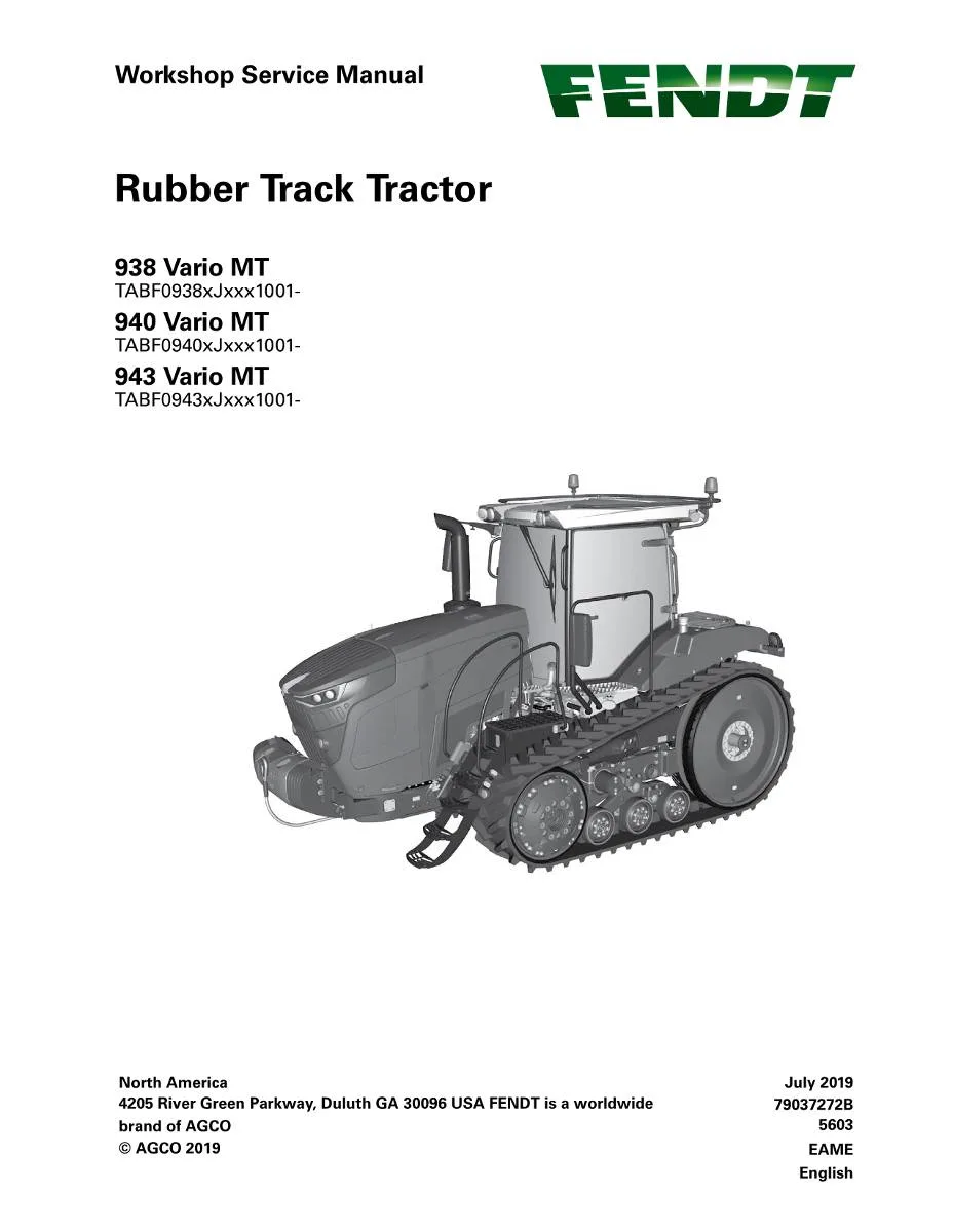 Fendt Tractor 900 MT S4 (T1-17, Stage 4f) Workshop Manual | pdf | Instant Download