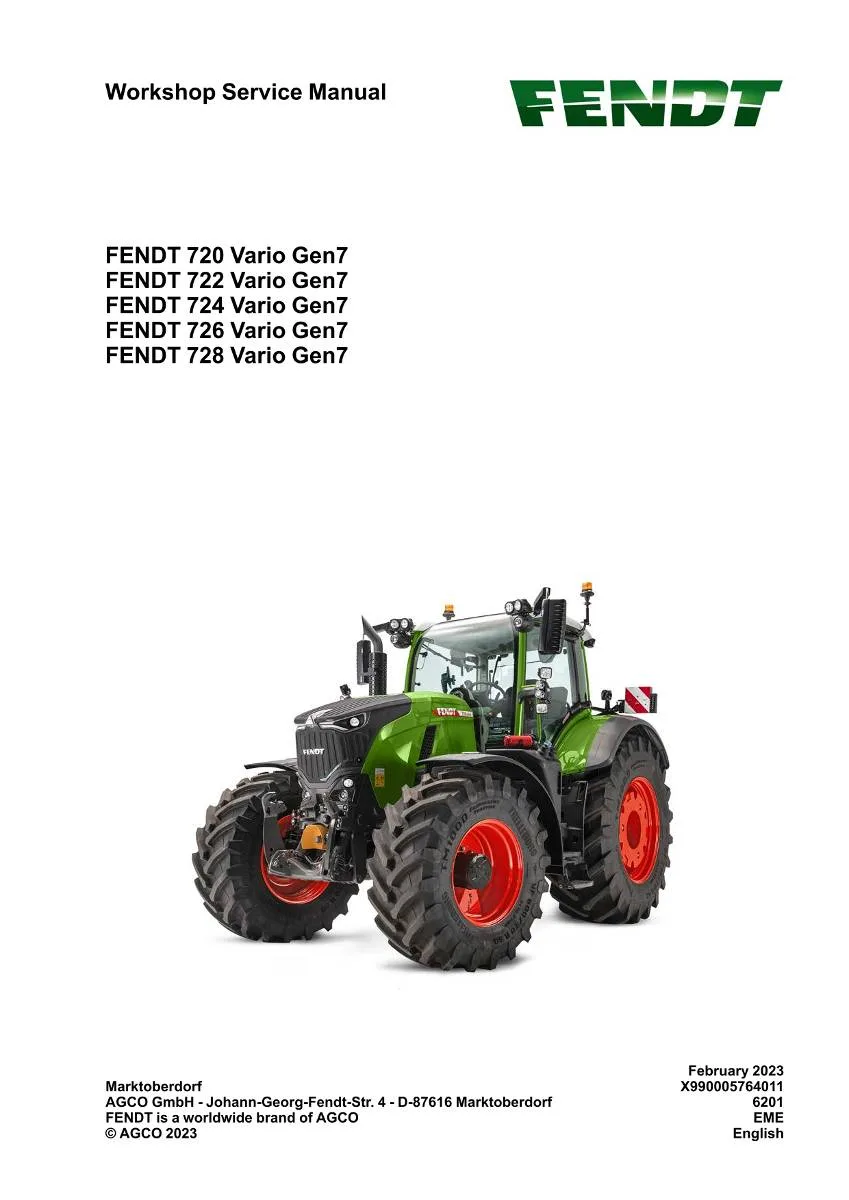 Fendt Tractor 700 Vario Gen7 Workshop Manual | pdf | Instant Download