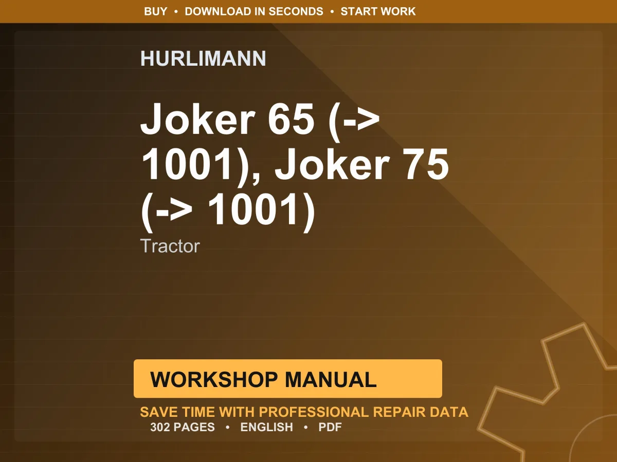 Hurlimann Joker 65 (-> 1001), Joker 75 (-> 1001) Tractor Workshop Manual PDF | Service Repair | Instant Download