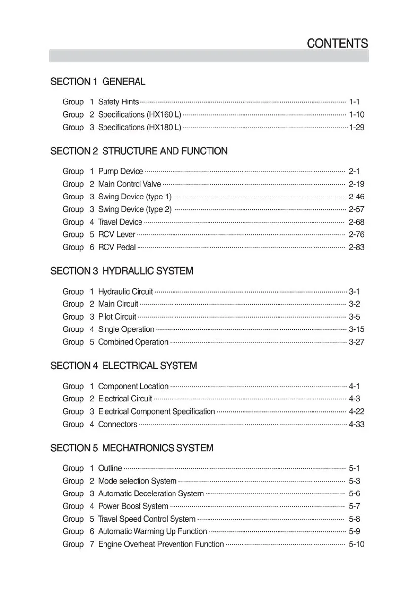 HYUNDAI HX160,180 L Crawler Excavator Service Manual | PDF | Instant Download