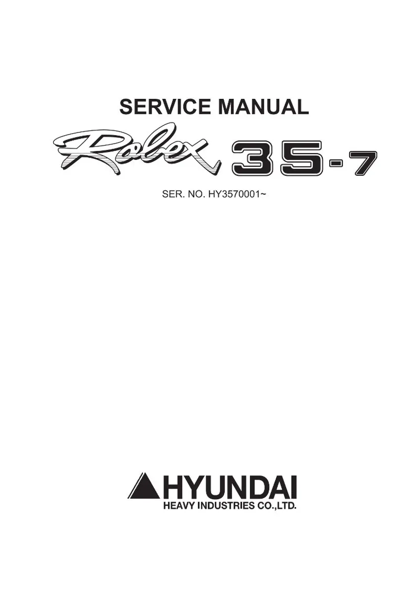 HYUNDAI R35-7 Crawler Excavator Service Manual | PDF | Instant Download