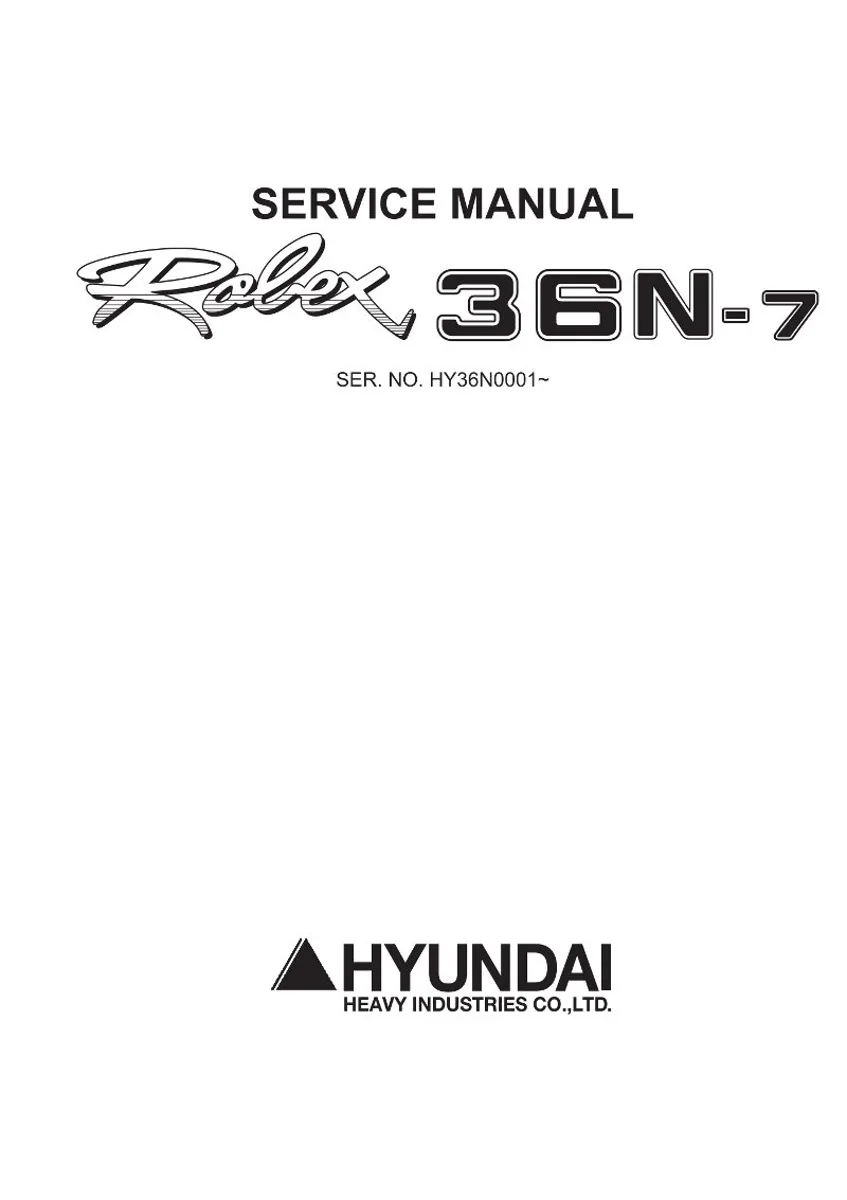 HYUNDAI R36N-7 Crawler Excavator Service Manual | PDF | Instant Download