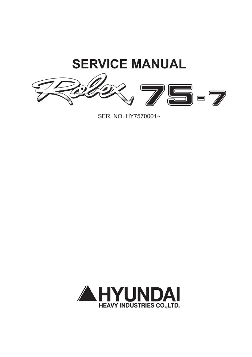 HYUNDAI R75-7 Crawler Excavator Service Manual | PDF | Instant Download
