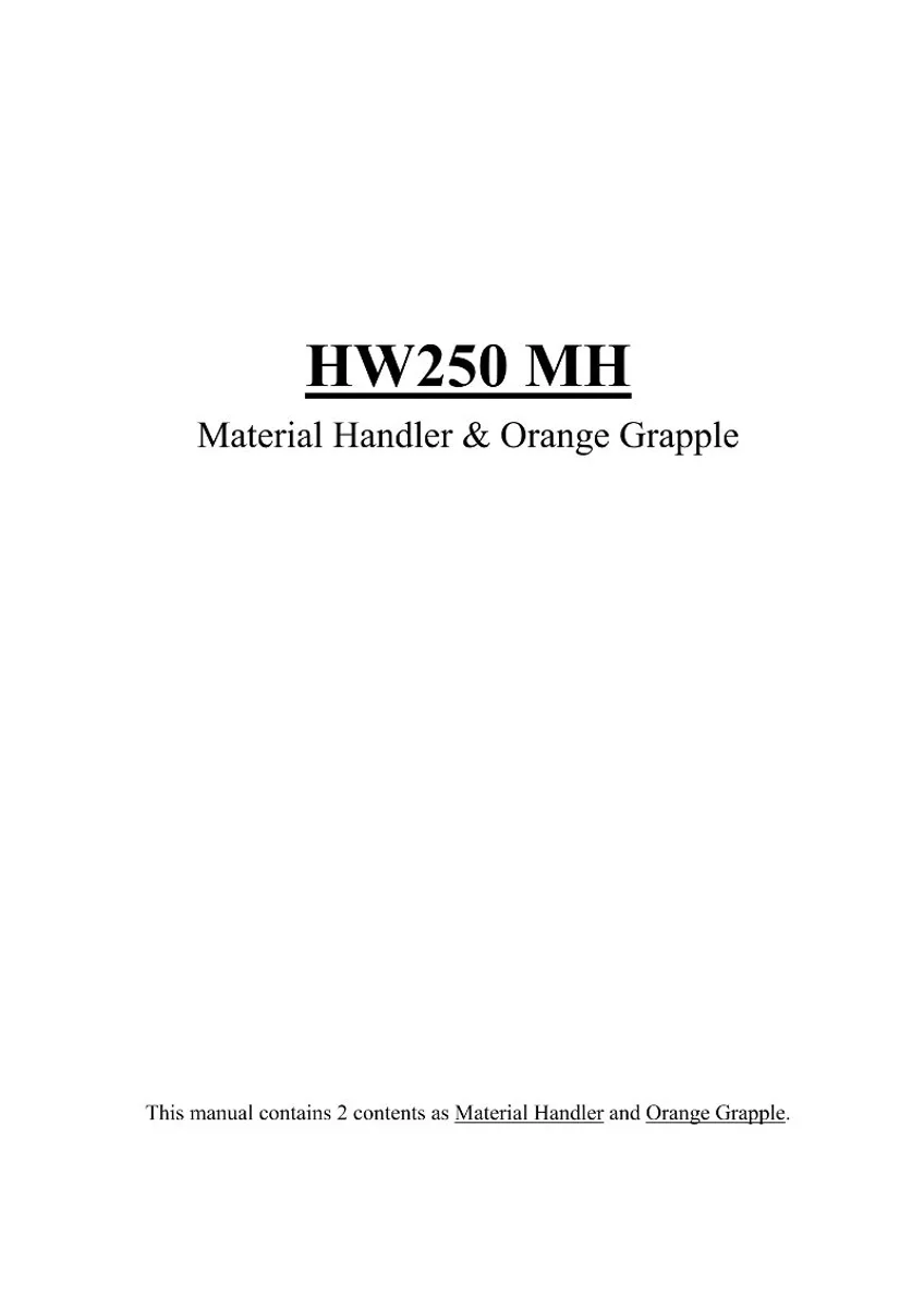 HYUNDAI HW250MH Wheel Excavator Service Manual | PDF | Instant Download