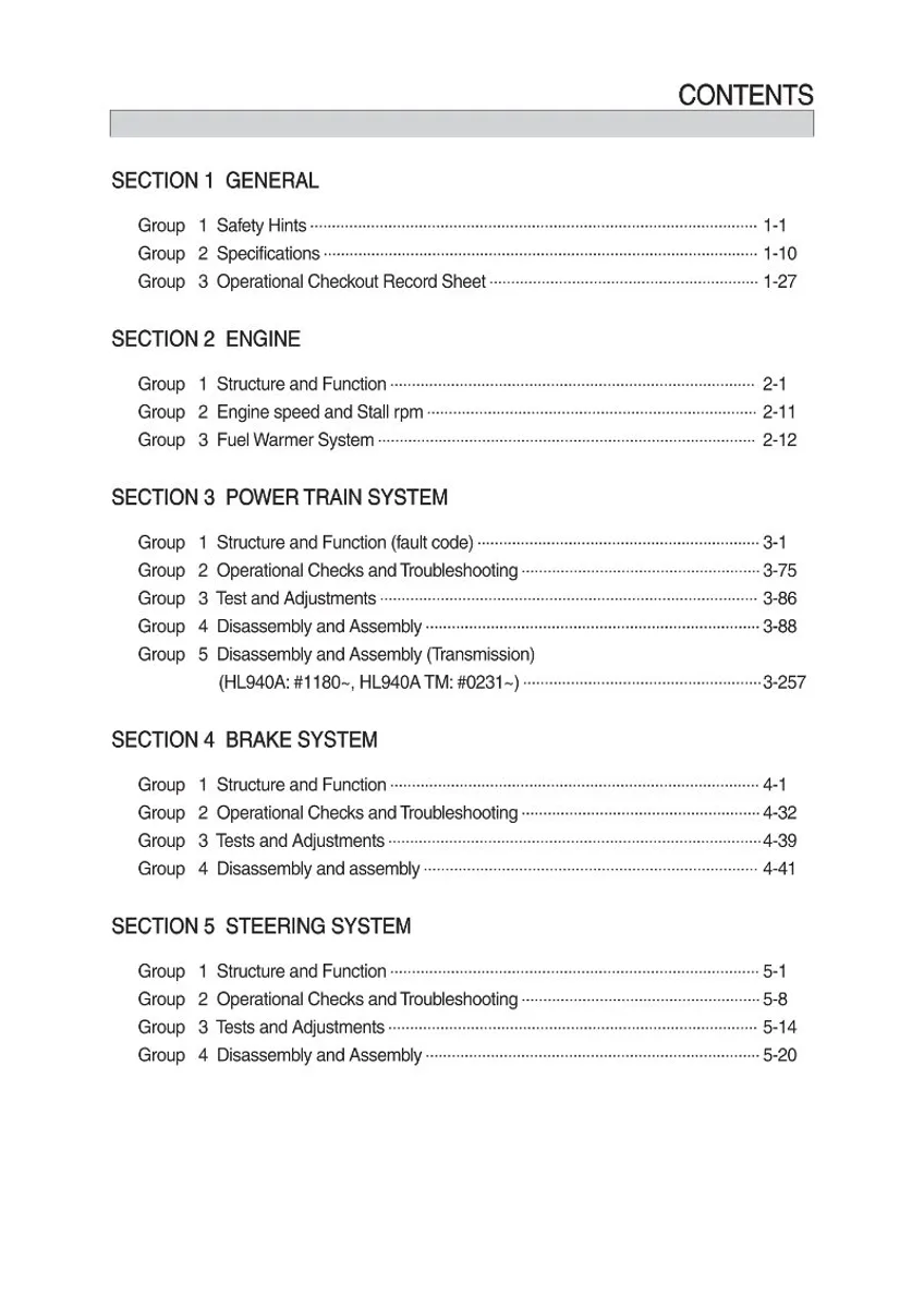HYUNDAI HL940A/HL940ATM Wheel Loader Service Manual | PDF | Instant Download