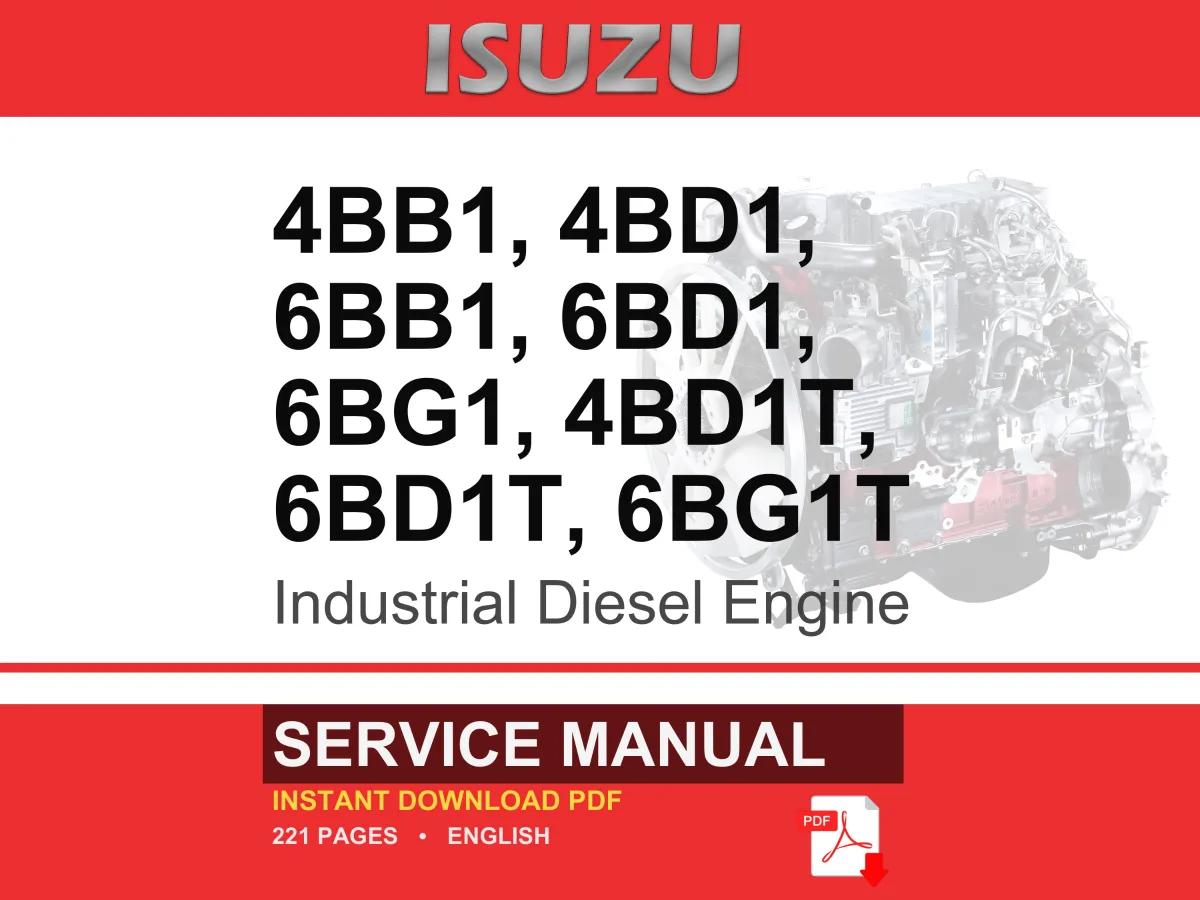 Isuzu 4bb1, 4bd1, 6bb1, 6bd1, 6bg1, 4bd1t, 6BD1T, 6BG1T Industrial Diesel Engine Service Repair Workshop Manual | Instant PDF Download cover