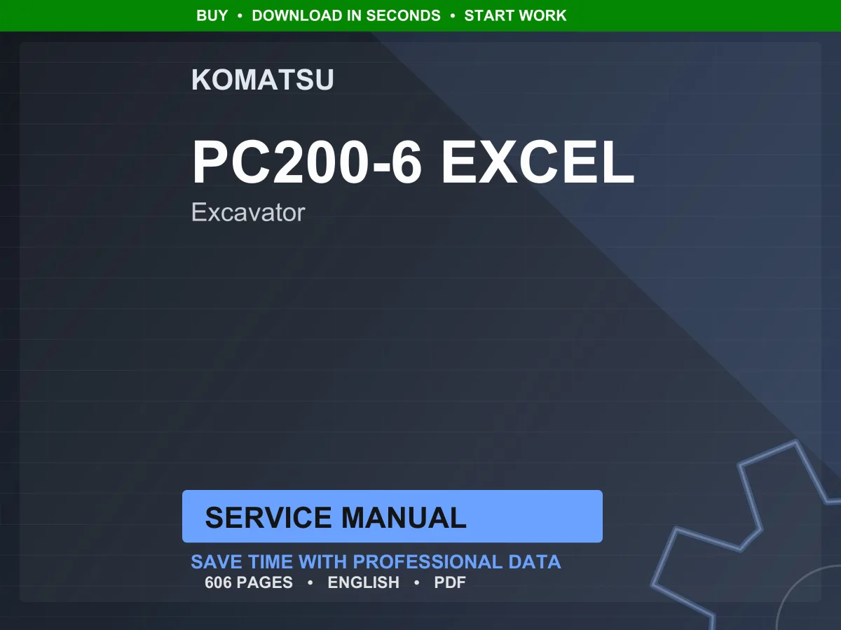 Komatsu PC200-6 Excavator S6D102E-1 Service Manual Repair Workshop PDF