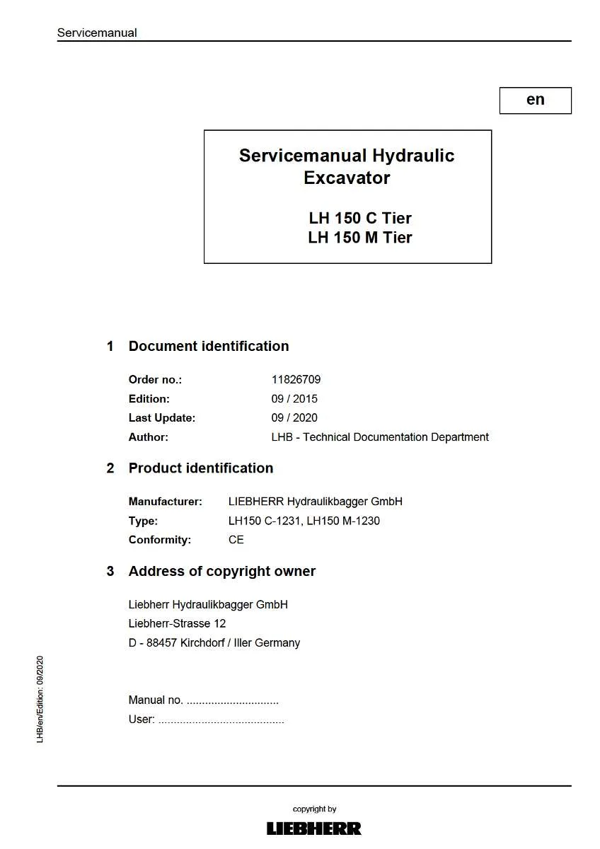 Liebherr Hydraulic Excavator Lh 150 c, Lh 150m tier Service Manual | Instant PDF Download