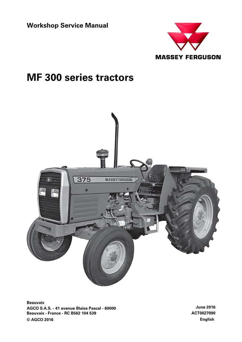 Massey Ferguson Tractor 300 Series (345, 350, 355, 360, 375, 385 Models) Service Manual | Instant PDF Download