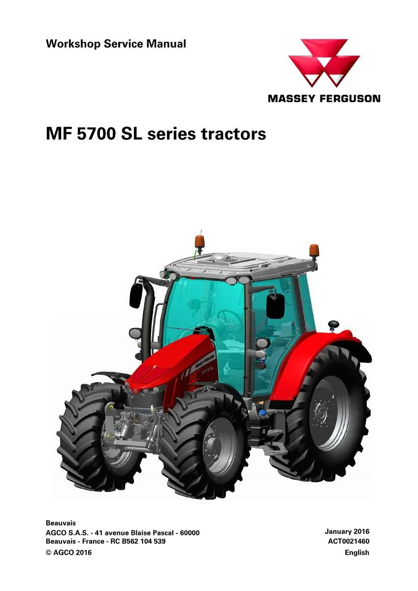 Massey Ferguson Tractor 5700 SL Series Service Manual | Instant PDF Download