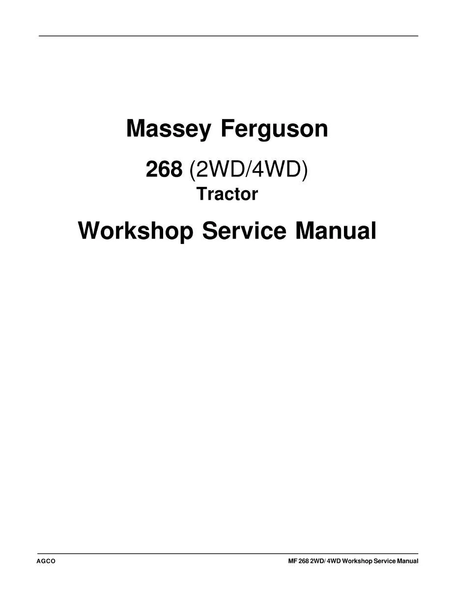 Massey Ferguson Tractor 268 (2WD, 4WD) Service Manual | Instant PDF Download