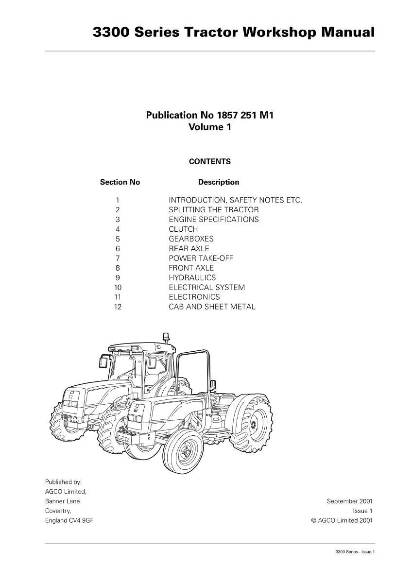 Massey Ferguson Tractor 3300 Series Service Manual | Instant PDF Download