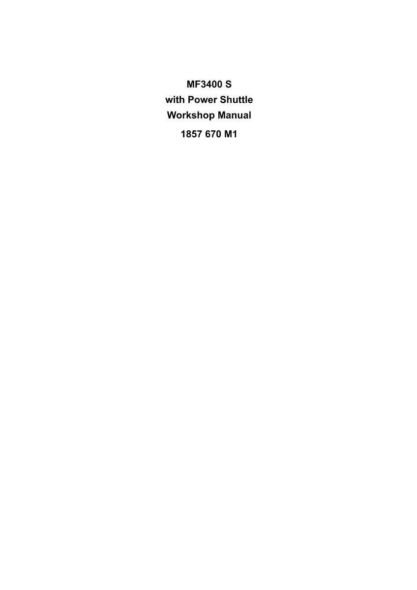 Massey Ferguson Tractor MF3400 S with Power Shuttle Transmission Service Manual | Instant PDF Download