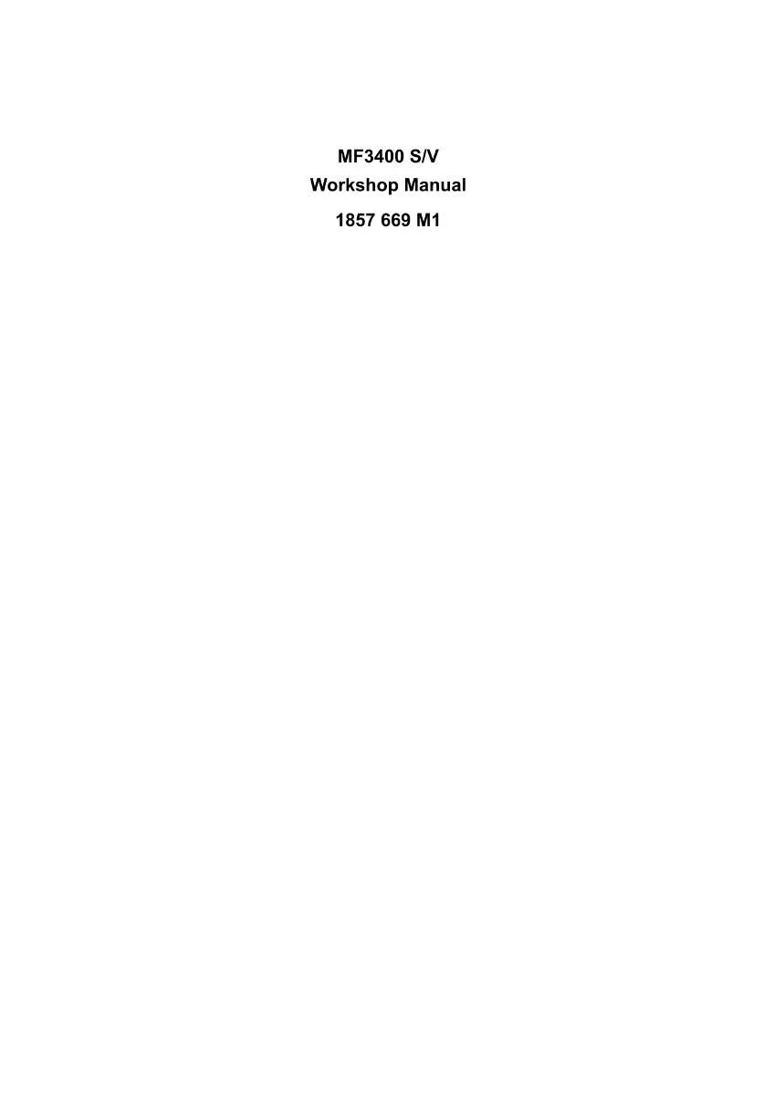 Massey Ferguson Tractor MF3400 S/V with Mechanical Transmission Service Manual | Instant PDF Download