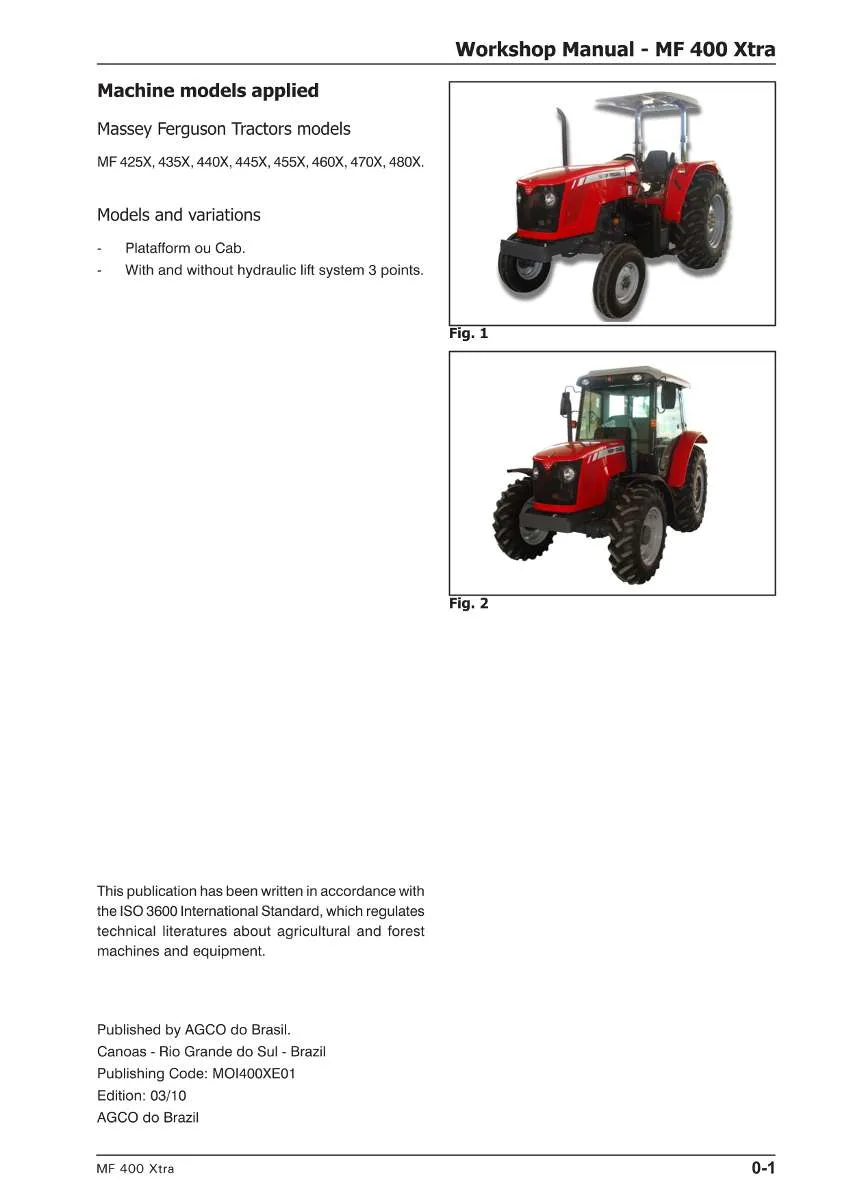 Massey Ferguson Tractor 400Xtra Series (425X - 480X) Service Manual | Instant PDF Download