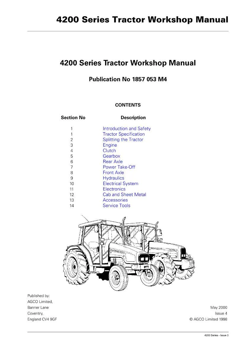 Massey Ferguson Tractor 4200 Series Service Manual | Instant PDF Download