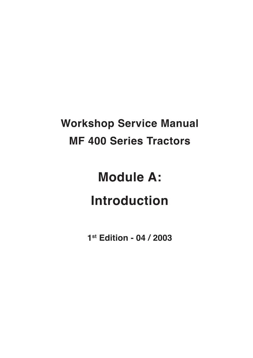 Massey Ferguson Tractor 400 Series Service Manual | Instant PDF Download