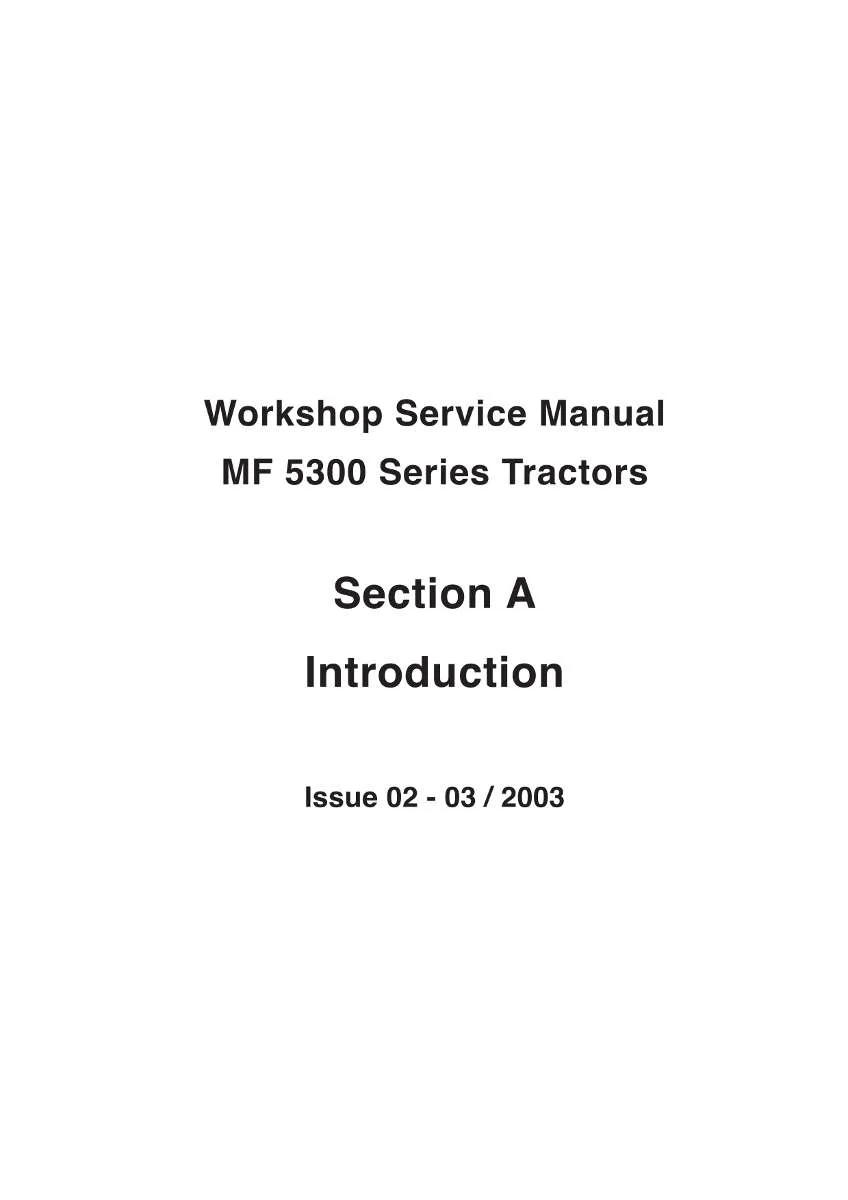 Massey Ferguson Tractor 5300 Series Service Manual | Instant PDF Download
