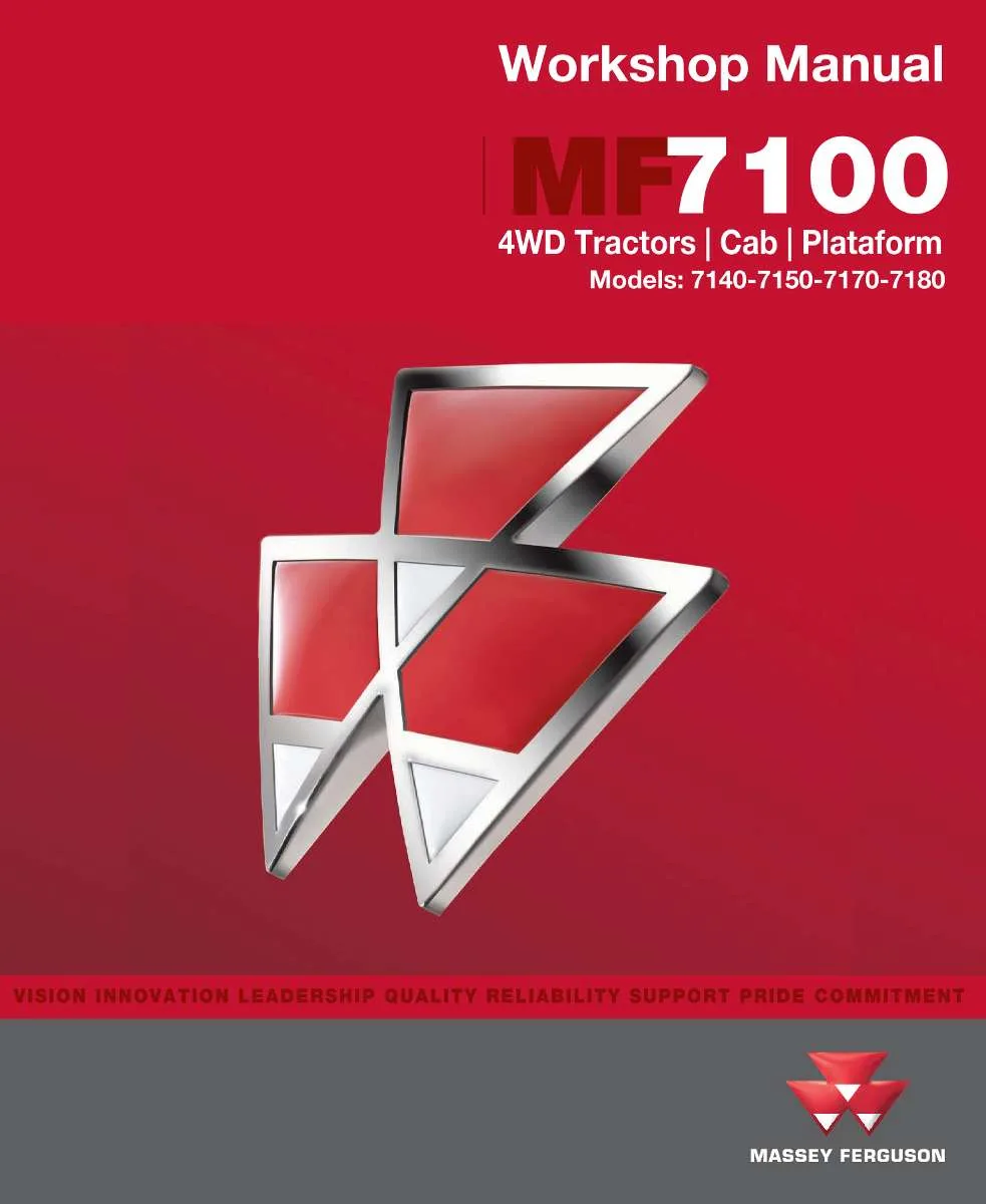 Massey Ferguson Tractor 7100 Series 4WD (7140-7180) Service Manual | Instant PDF Download
