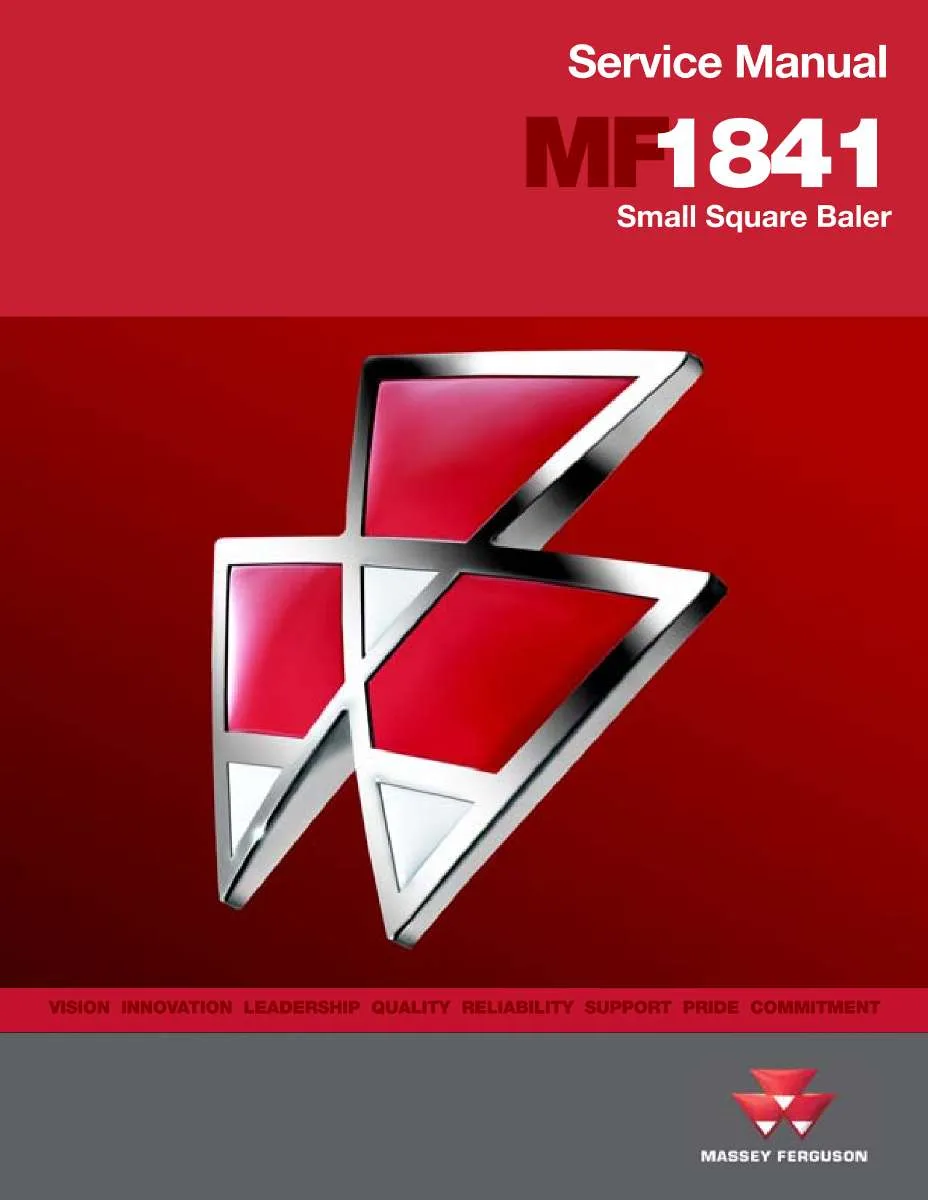 Massey ferguson 1841 Small square baler Service Manual PDF | Workshop Repair | Instant Download